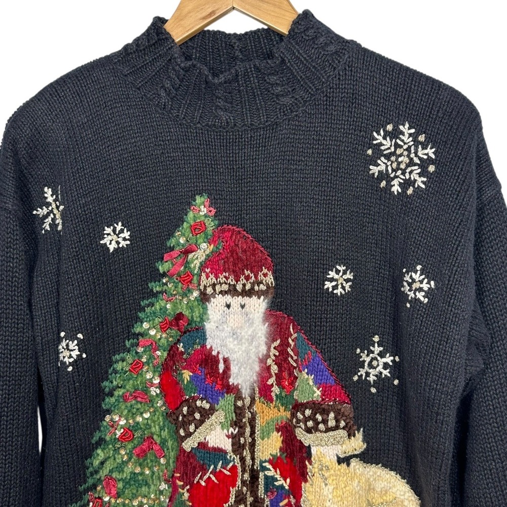 Vtg 90s Heirloom Collectibles Roll Neck Santa‎ Sweater Sz M Ugly Christmas Party - Picture 5 of 12